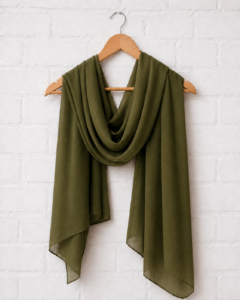 Plain Georgette Hijab –  Deep Olive Green