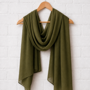 Plain Georgette Hijab - Olive Green