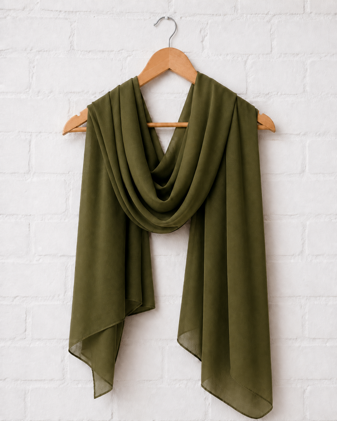 Plain Georgette Hijab - Olive Green