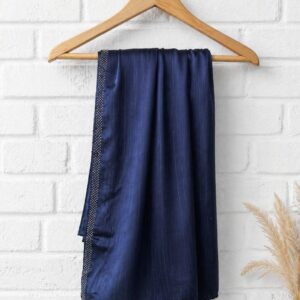 Navy Blue Satin Silk Scarf