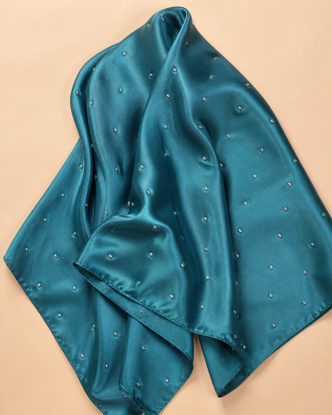 Beaded Satin Silk - Ocean Teal