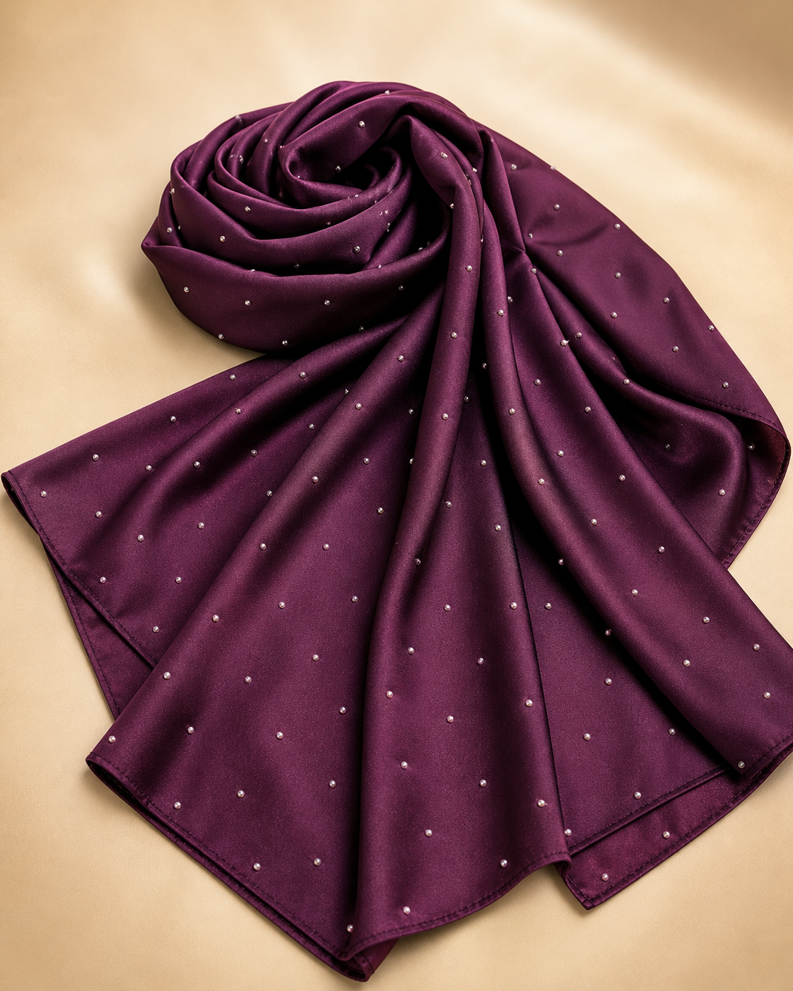 Beaded Satin Silk - Berry Purple