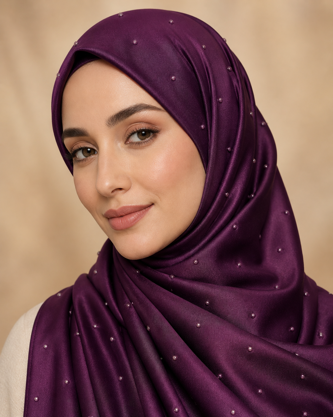 Beaded Satin Silk - Berry Purple