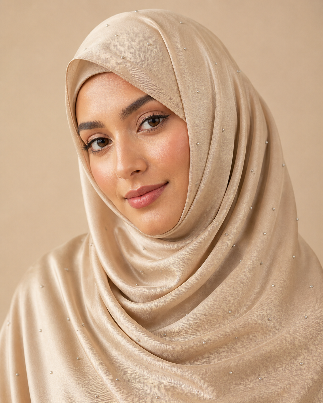 Beaded Satin Silk - Classic Beige