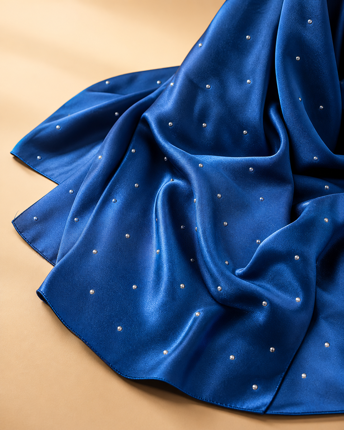 Beaded Satin Silk - Sapphire Blue