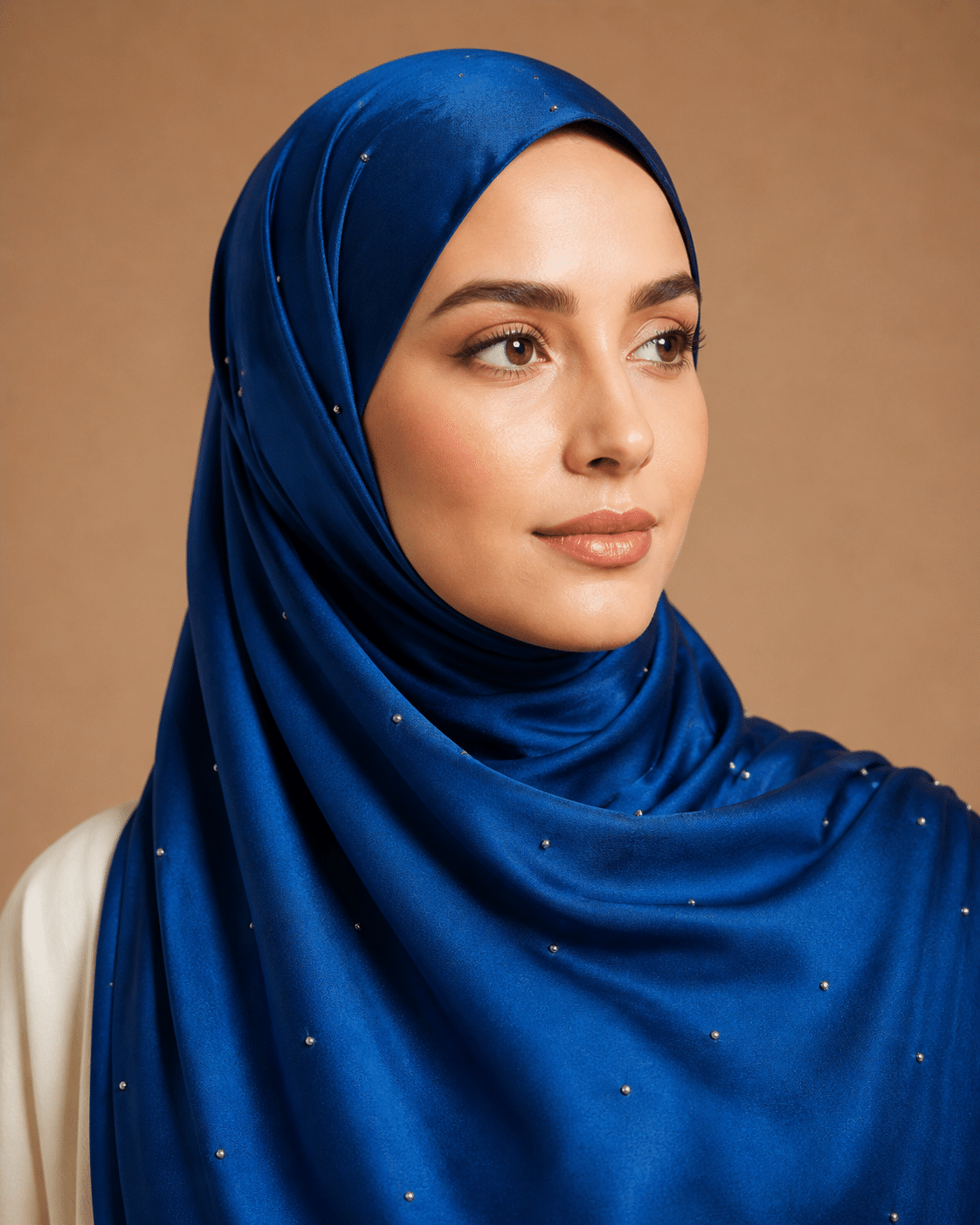 Beaded Satin Silk - Sapphire Blue