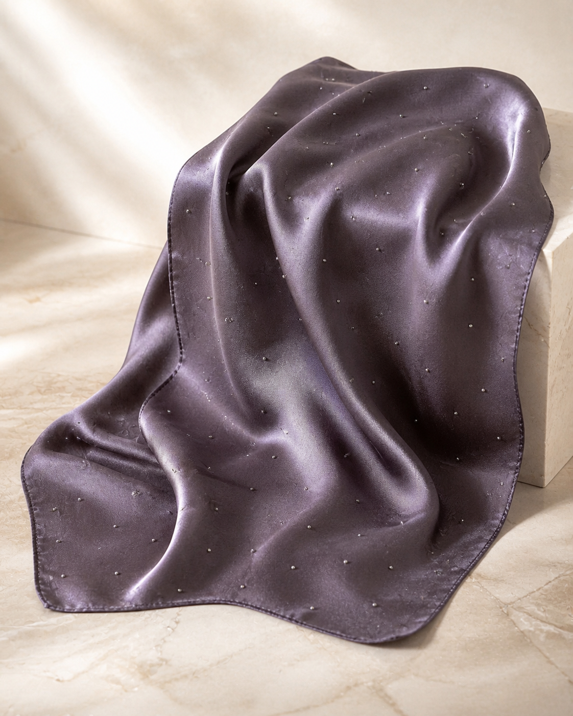 Beaded Satin Silk - Ash Lavender