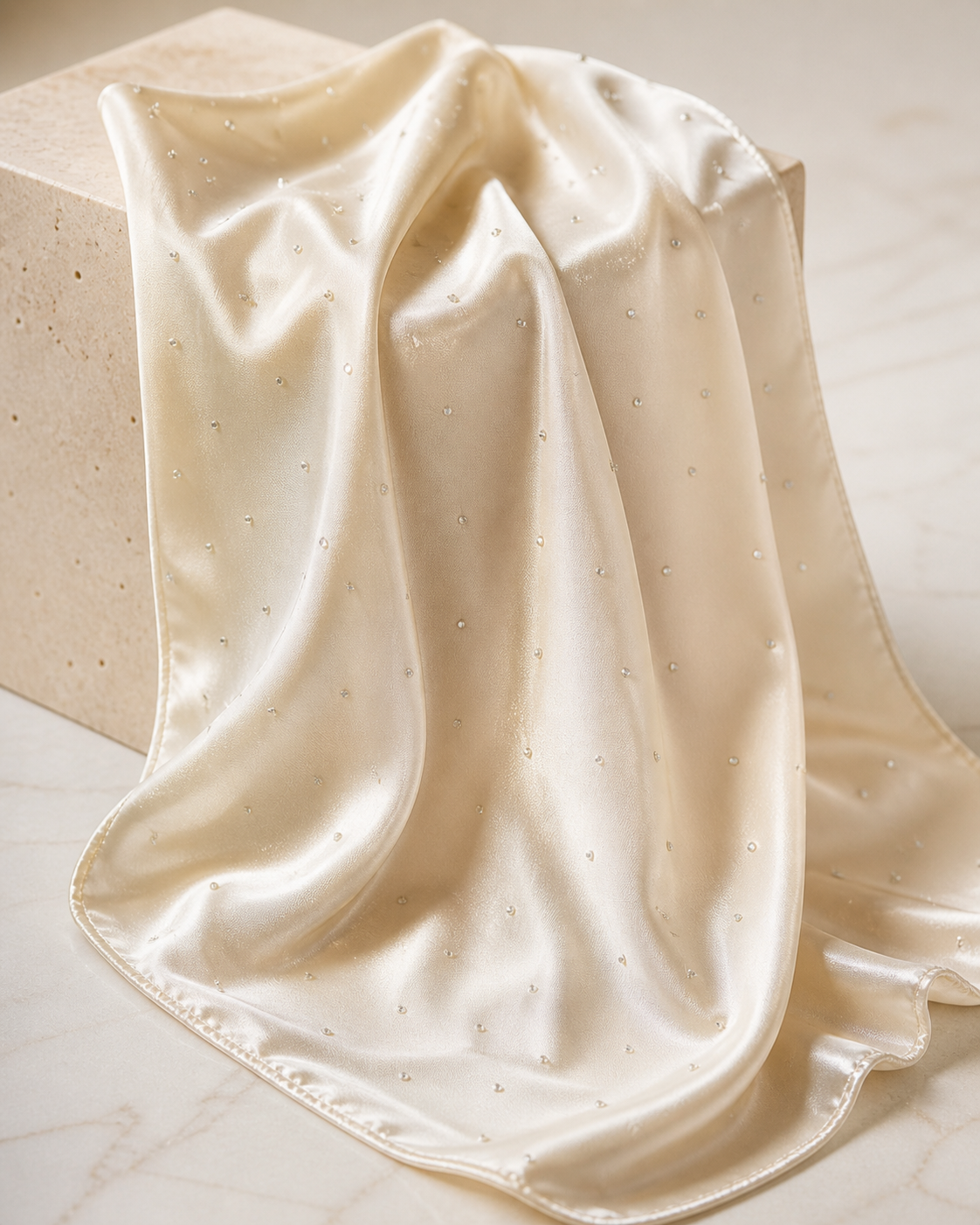 Beaded Satin Silk - Ivory Cream