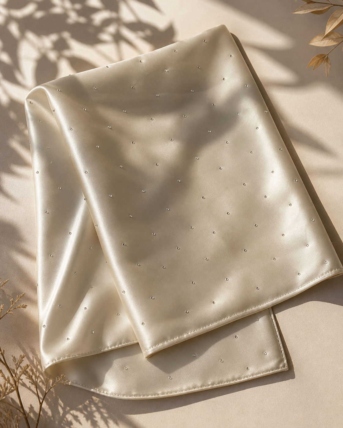 Beaded Satin Silk - Ivory Cream