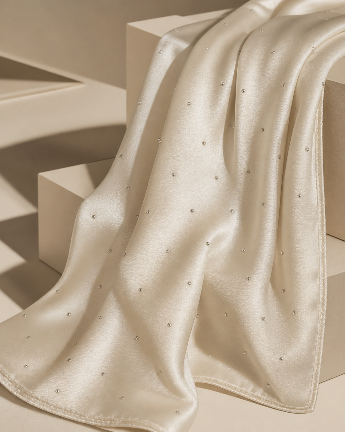 Beaded Satin Silk - Ivory Cream