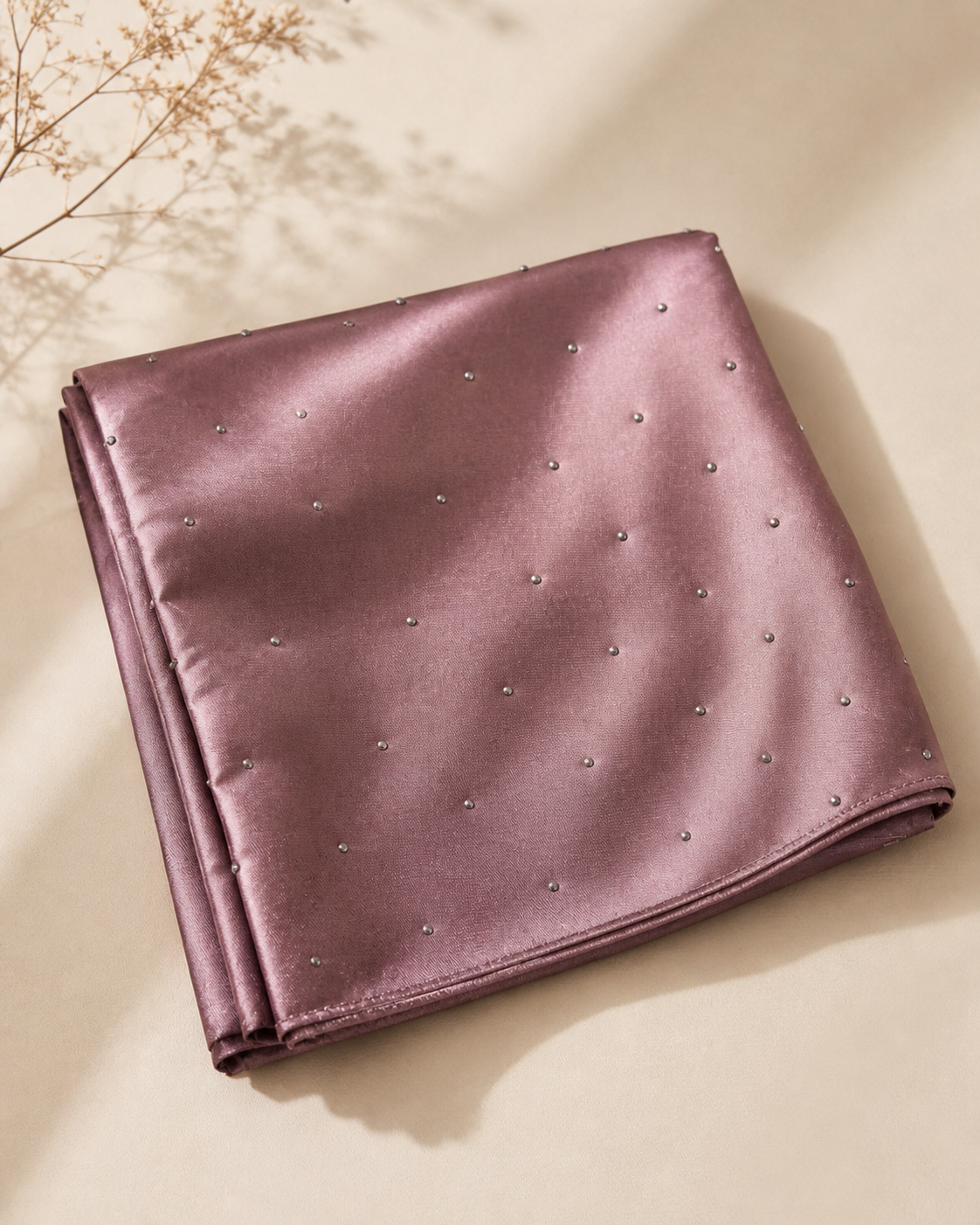 Beaded Satin Silk - Mauve Blush
