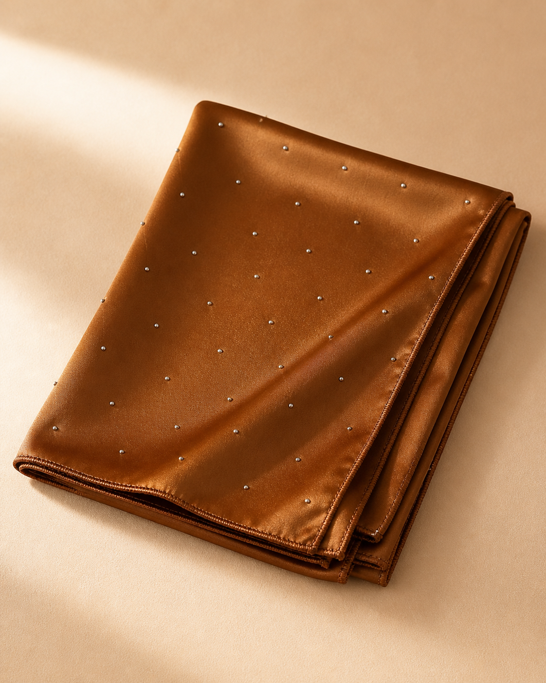 Beaded Satin Silk - Caramel Brown