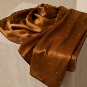 Beaded Satin Silk - Caramel Brown