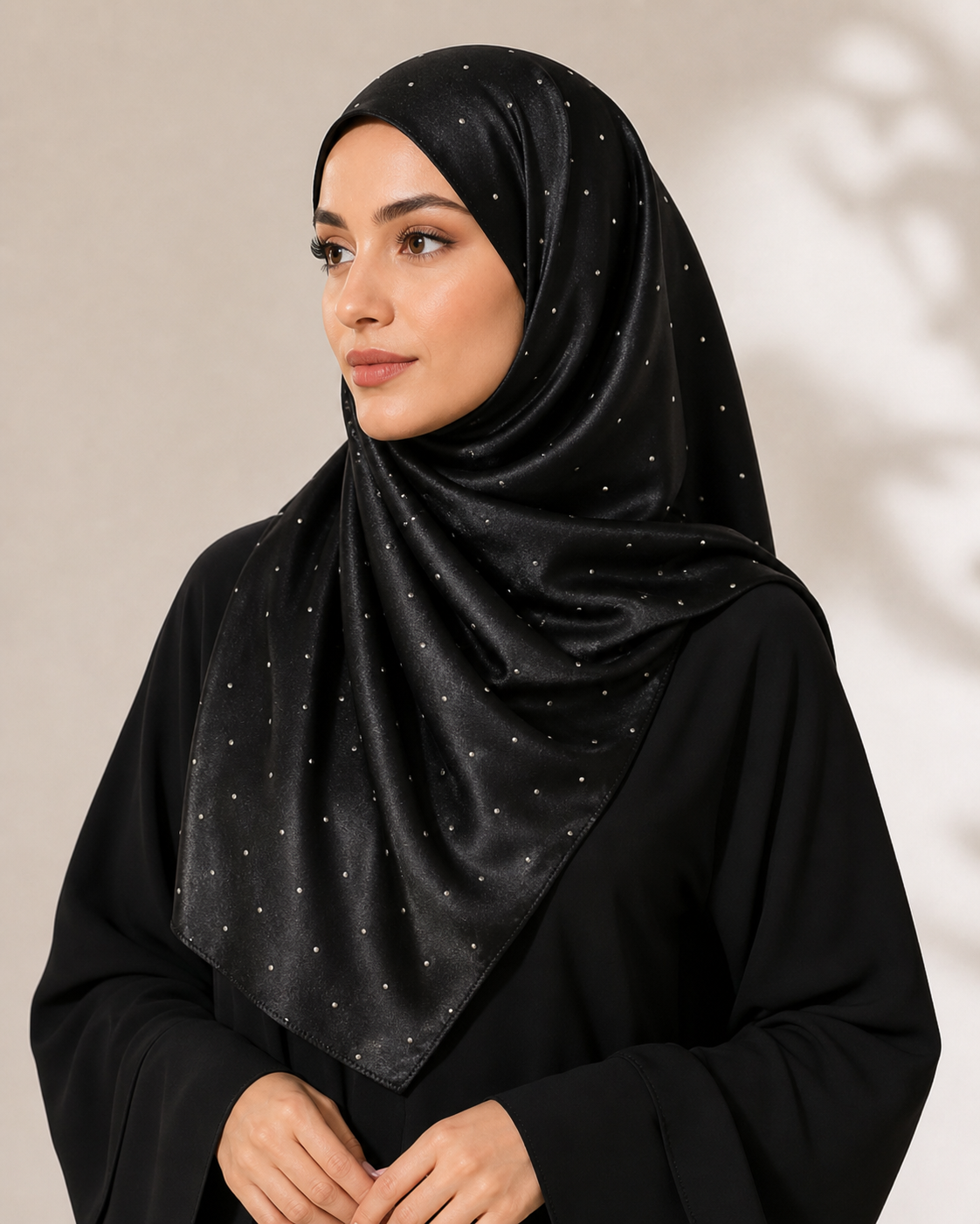Beaded Satin Silk - Black