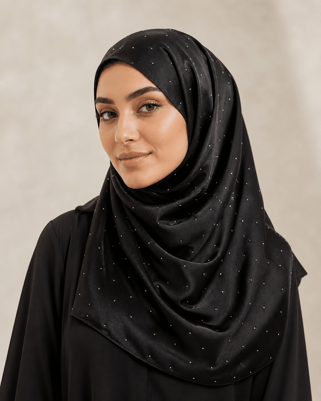 Beaded Satin Silk - Black