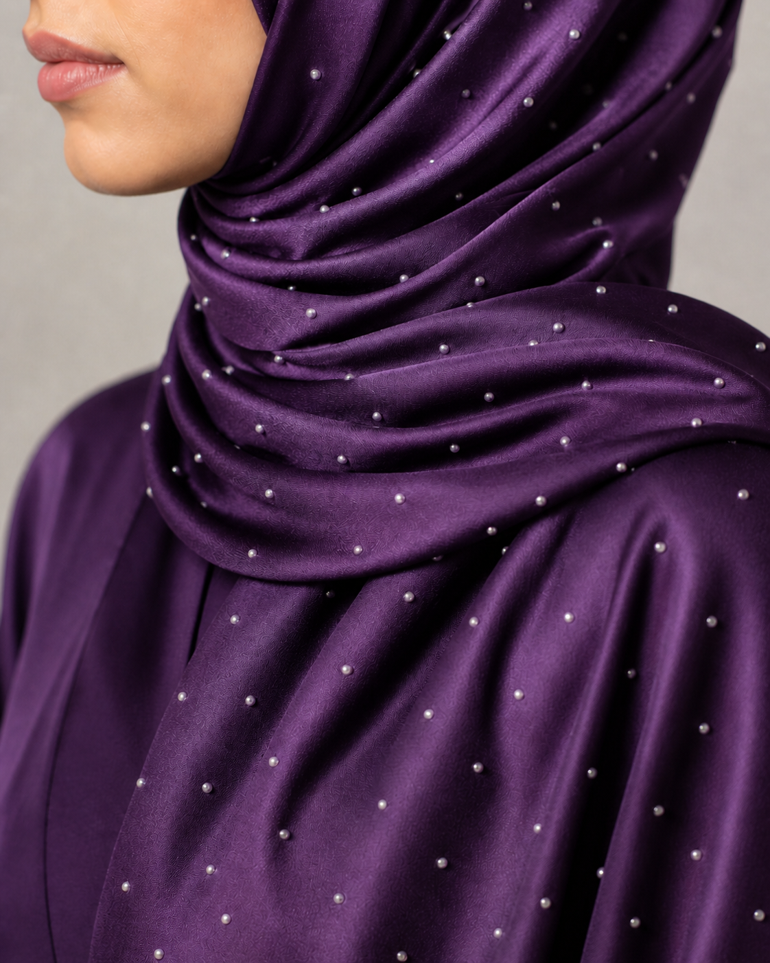 Beaded Satin Silk - Purple